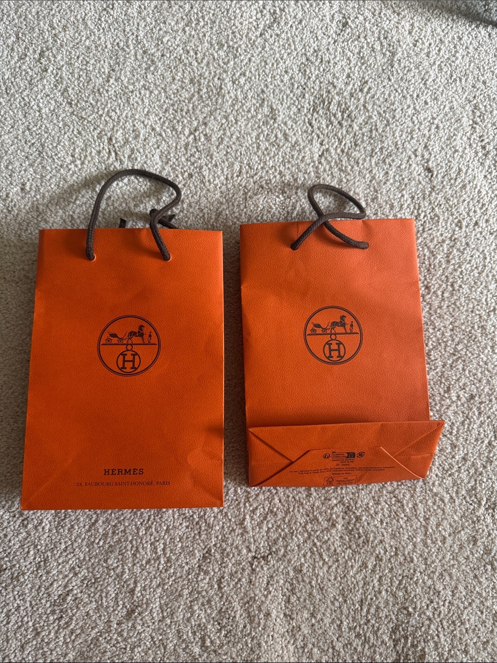 Hermès Orange Gift Bags with Rope Handles